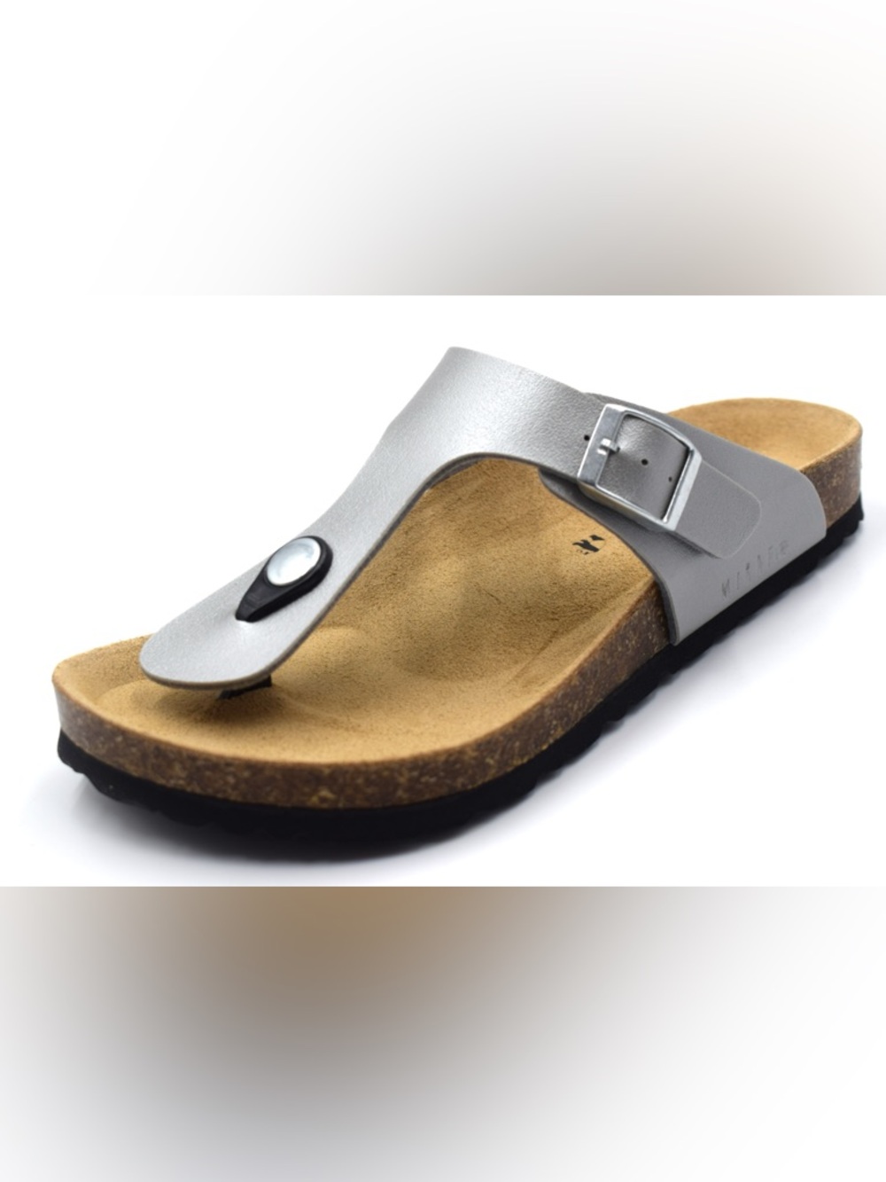 Women's Silver Toe-Post Cork Footbed Sandal